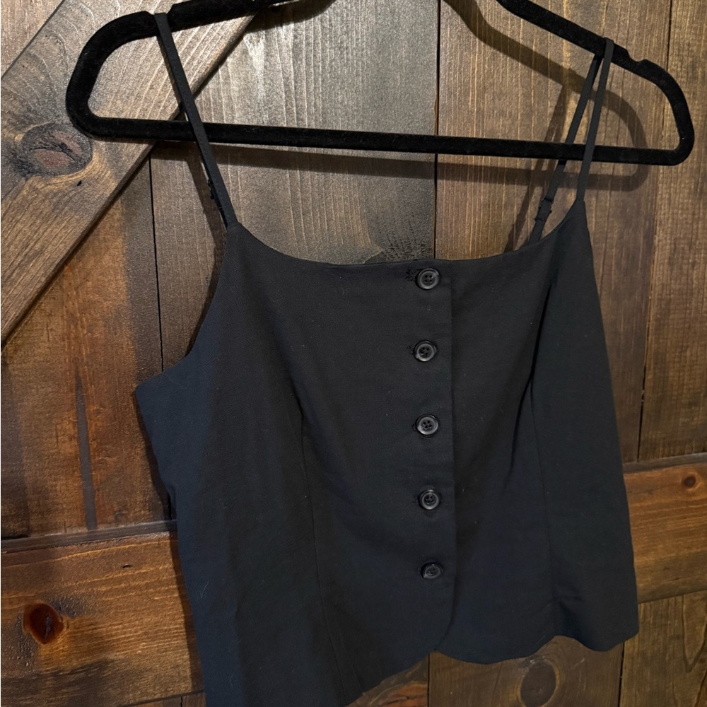 a new day Black Button-Front Camisole